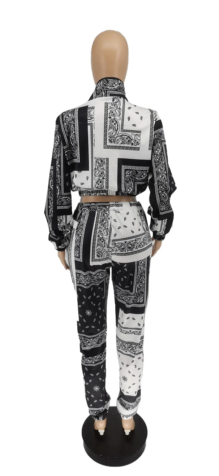 Paisley Bandana Print Two 2 Piece Set Women Fitness Sweatsuit Zipper Up Sweatshirt + Jogger Pants Set Tracksuit Vintage Outfits