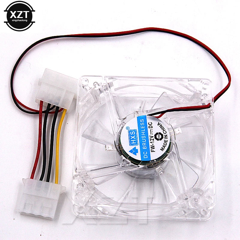 PC Computer CPU Fan 80mm Cooling Fan with Blue Led Light 8025 8cm Silent DC 12V LED Luminous Chassis Molex 4D plug Axial fan