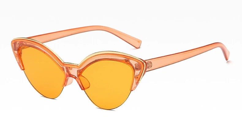 vintage White Cat Eye Sun Glasses For Women Vintage New Fashion Small Half Frame Eyewear Trending Travel Sexy Woman Sunglasses