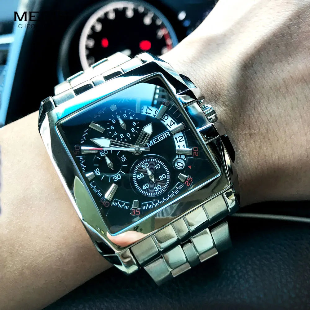 Megir New Business Men's Quartz Watches Fashion Brand Chronograph Wristwatch for Man Hot Hour for Male with Calendar 2018