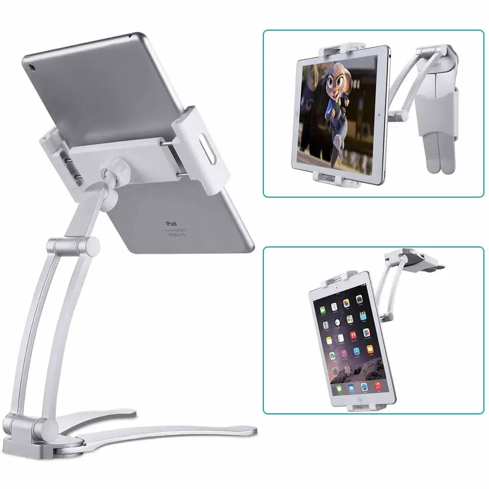 OUTMIX Aluminum Kitchen Tablet Stand Phone Holder Flodable Adjustable 5-13 inches Tablet Phone Desktop Mount for iPad Pro 12.9