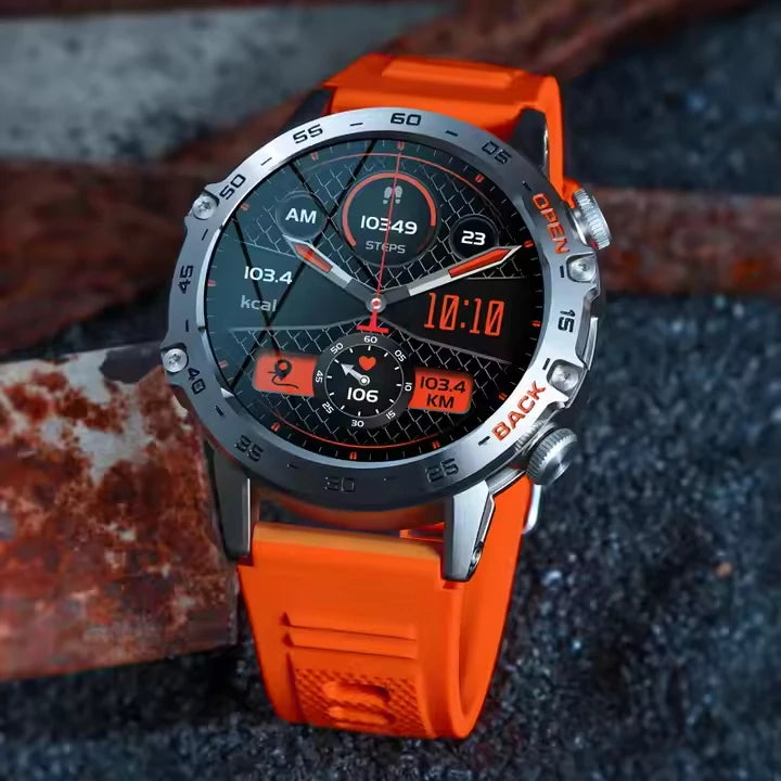 AK56 2026 Outdoor Sport Smartwatch 1.43 Round Screen 400mAh Battery Health Heart Rate BP Monitoring Waterproof K52 Smart Watch