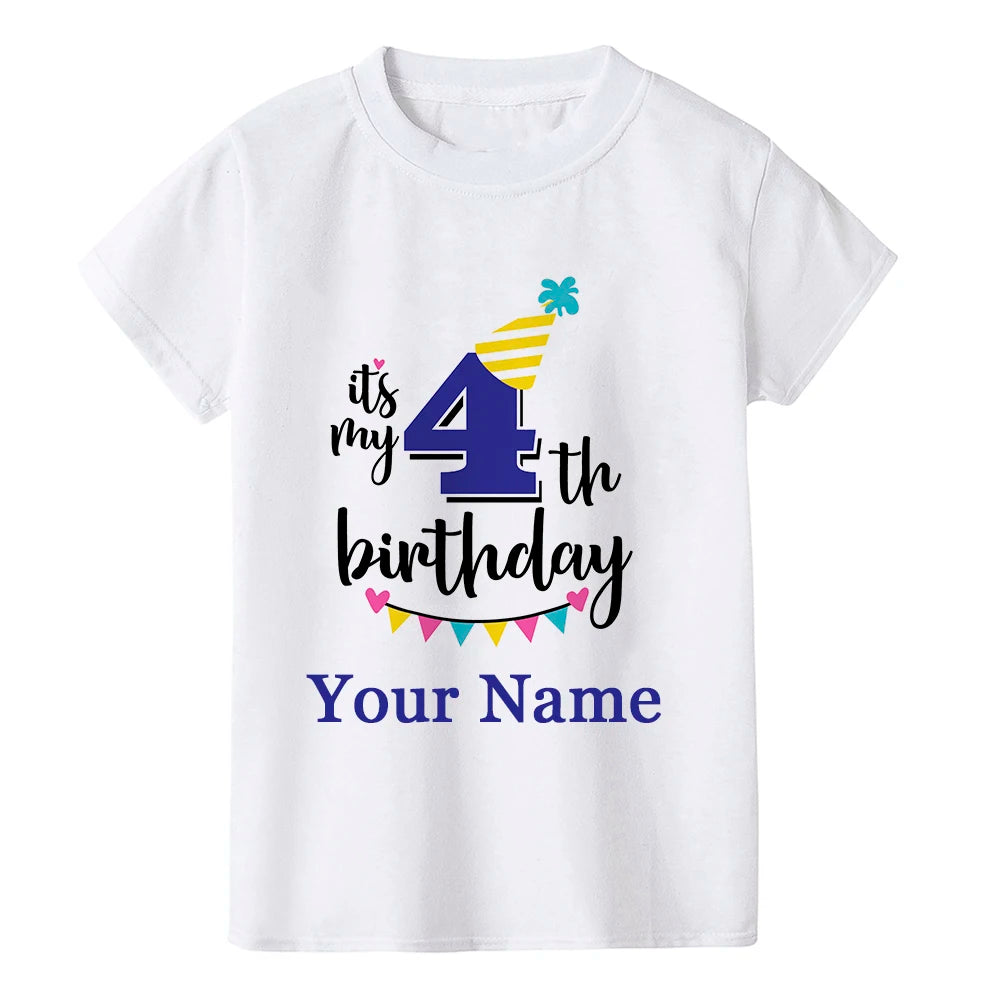 Boy Birthday Number Name Cartoon T Shirt Number 1 2 3 4 5 6 7 8 9 Graphic Kids Clothes Children Birthday T-shirts Funny Gift