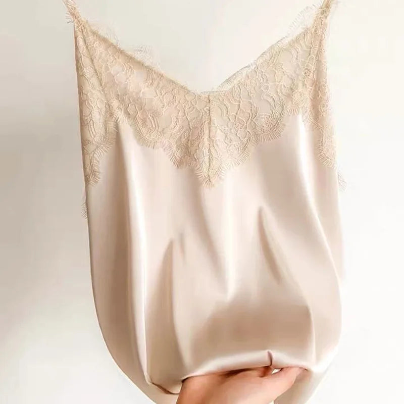 Sexy Lace Camisole Women Silk Spaghetti Strap Top Tank Ladies Summer Tops White Lace Camisole Basic tank tops Women Shirt 2021