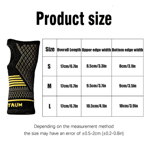 1 Pair Copper Wrist Compression Sleeves Support Brace Unisex for Sports Fitness Workouts Typing Breathable Hand Protection