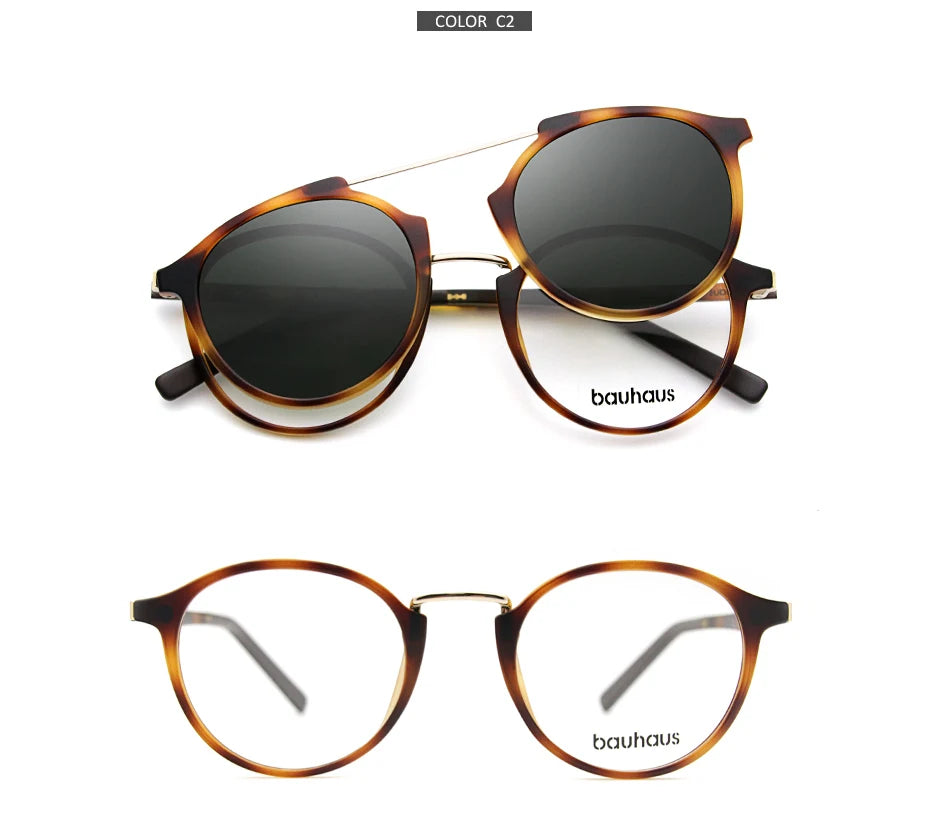X3184  Ultem Vintage Round Eyeglasses Women Men Polarized Sunglasses Magnetic Clip On Glasses Optical Computer