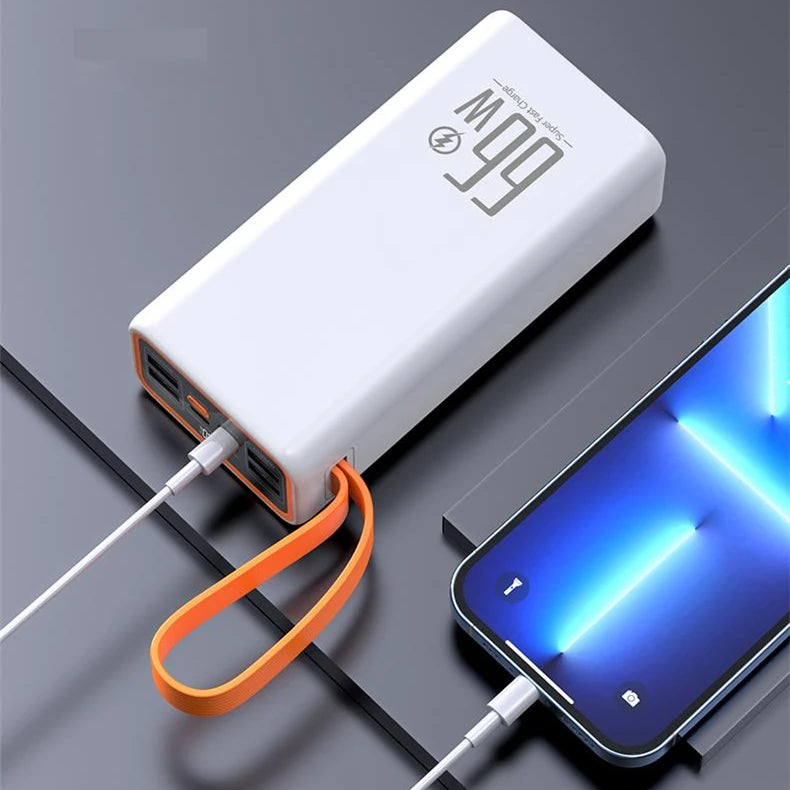 New Large Capacity PD 66W Super Fast Charging LED Outdoor Light  Lithium Battery Factory Price Best 4USB+PD 60000mah Power Bank
