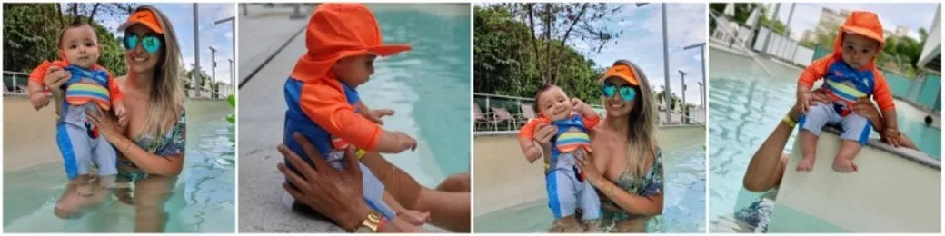 2024 baby boys girls swimwear with cap surfing Wear  swimming suit infant toddler kids children Sunscreen beach bathing Suit
