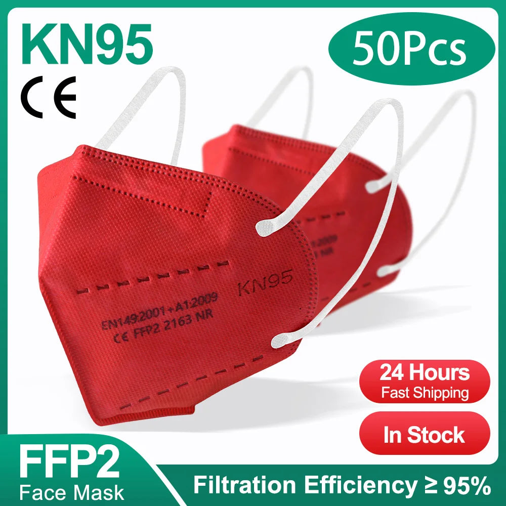10-200pcs ffp2mask Black kn95 mascarillas negra Adults 5 Layers fpp2 approved kn95 CE Respirator Face Mask ffp2reutilizable ffp3