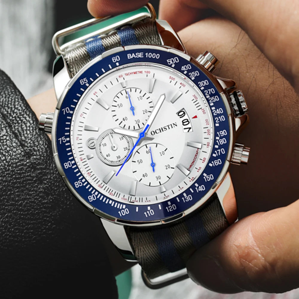 2025 New OCHSTIN Mens Pilot Watch Military Wristwatches For Men  Sports Chronograph Waterproof Nylon Leather Quartz Male Clock