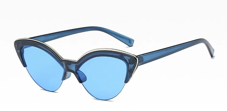 vintage White Cat Eye Sun Glasses For Women Vintage New Fashion Small Half Frame Eyewear Trending Travel Sexy Woman Sunglasses