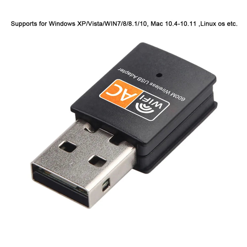 USB WiFi Adapter 600Mbps 2.4G 5G WiFi Antenna Dual Band 802.11b/n/g/ac Mini Wireless Computer Network Card Receiver