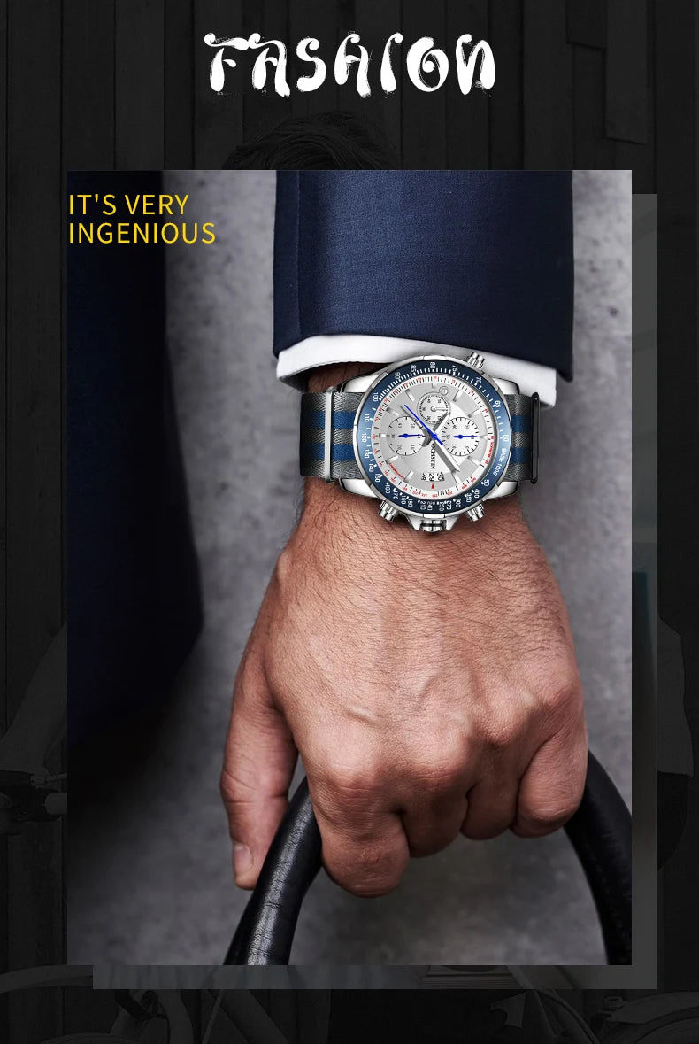 2025 New OCHSTIN Mens Pilot Watch Military Wristwatches For Men  Sports Chronograph Waterproof Nylon Leather Quartz Male Clock