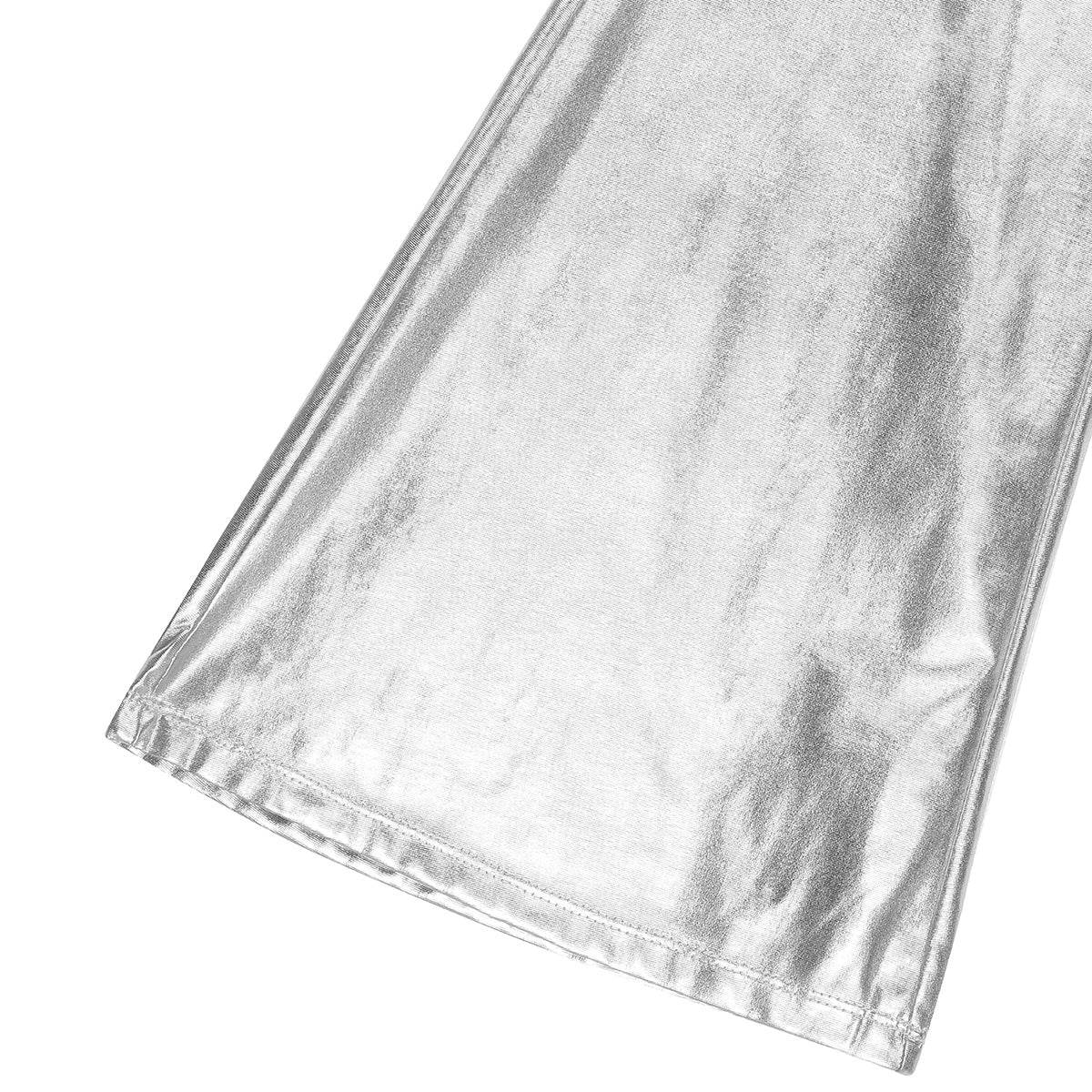 Men Metallic Shiny Flared Pants Retro Disco Costume Elastic Waistband Bell Bottom Trousers Long Pants 70s Party Show Clubwear