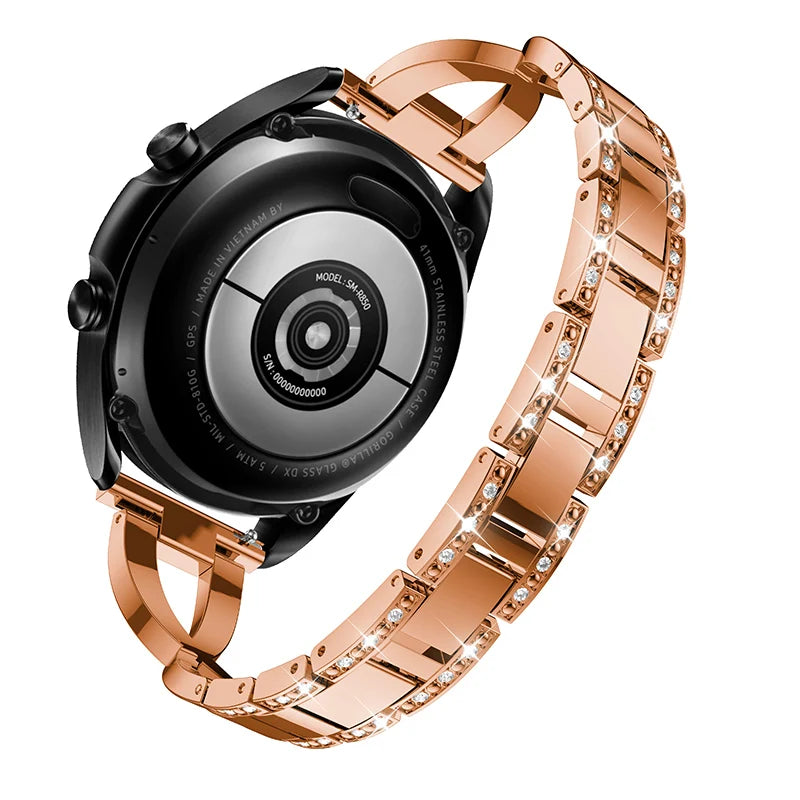 20mm 22mm Luxury Stainless steel Straps for samsung galaxy watch 3 41mm Rhinestone Band for samsung galaxy watch 3 45mm bracelet