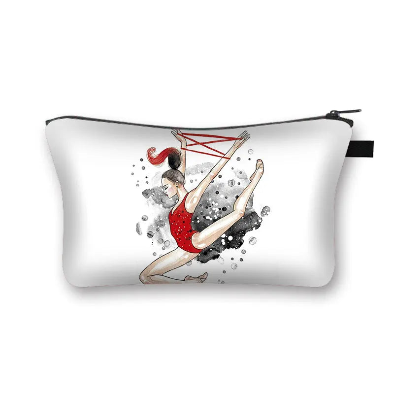 Rhythmic Gymnastics Cosmetic Bag Women Makeup Bags Ballet Dancer Girls Lipstick Cosmetic Holder Beauty Organizer Box For Travel