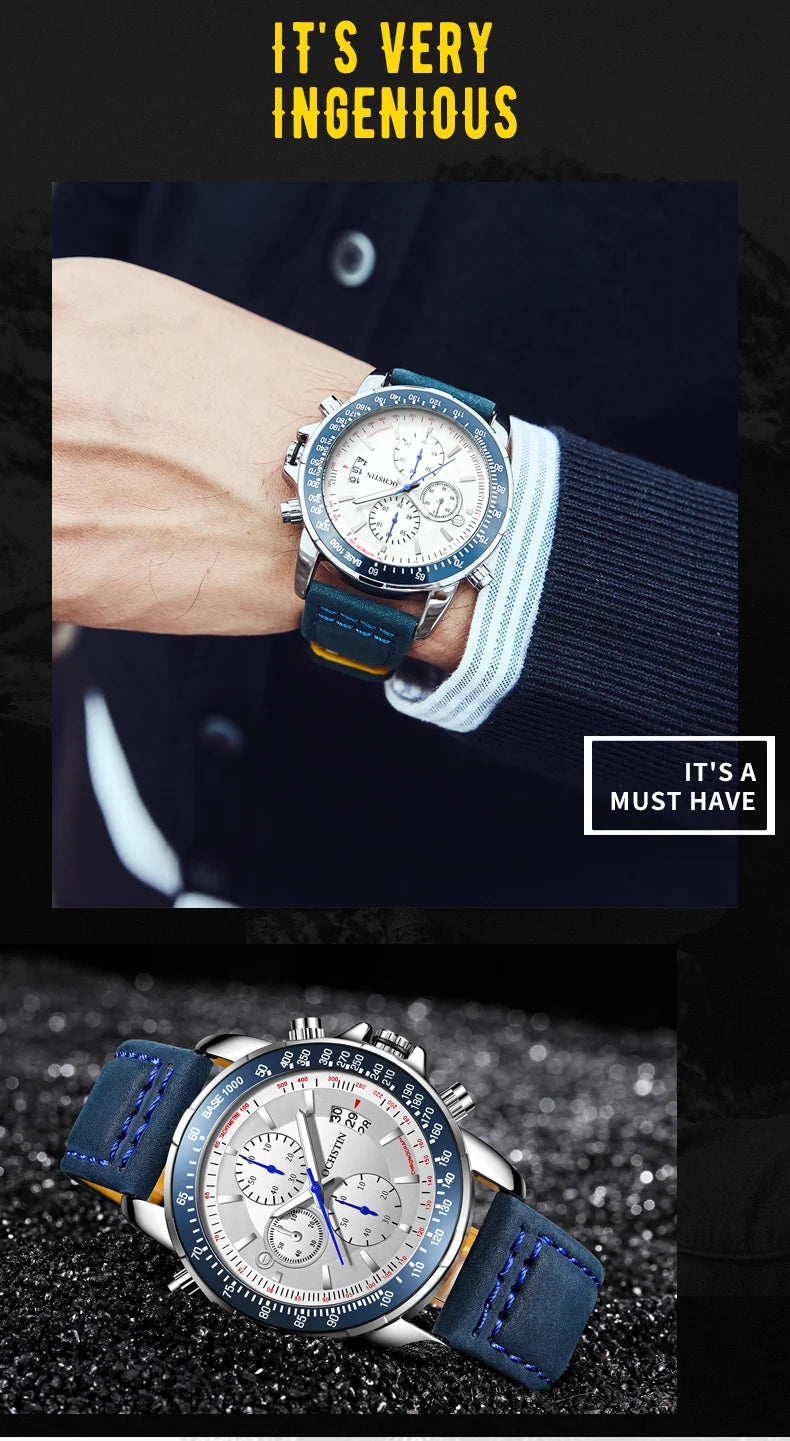2025 New OCHSTIN Mens Pilot Watch Military Wristwatches For Men  Sports Chronograph Waterproof Nylon Leather Quartz Male Clock
