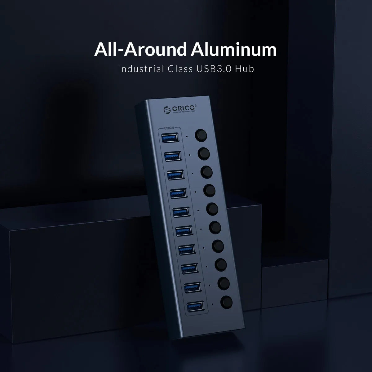ORICO Industrial USB 3.0 HUB 7/10/13/16 Aluminum USB Splitter On/Off Switch With 12V Power Adapter Support Charging for Computer