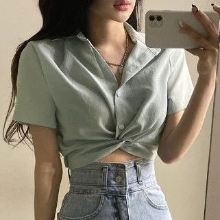 Blouses Women Turn-down Collar Casual Tender Ladies Female Elegant Girls Student Streetwear Fashion Ulzzang Stylish Blusas Top