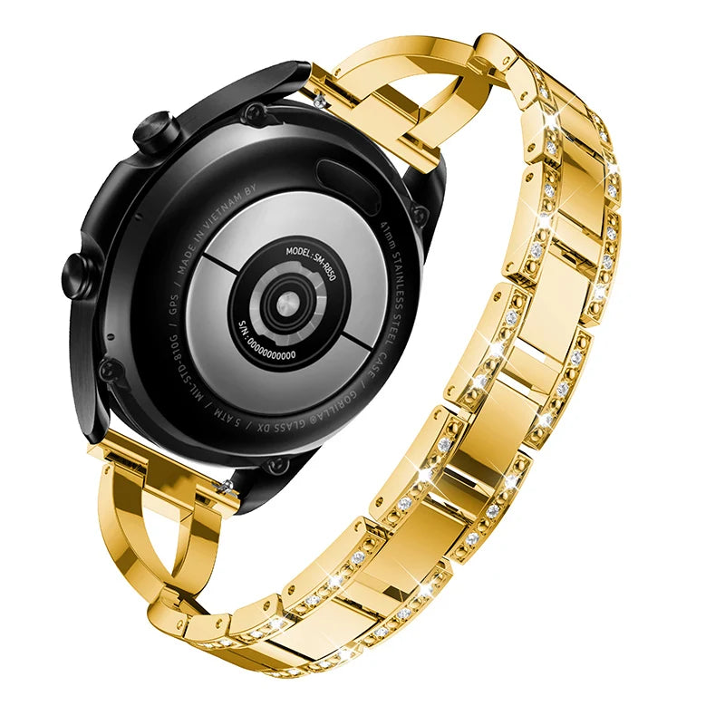 20mm 22mm Luxury Stainless steel Straps for samsung galaxy watch 3 41mm Rhinestone Band for samsung galaxy watch 3 45mm bracelet