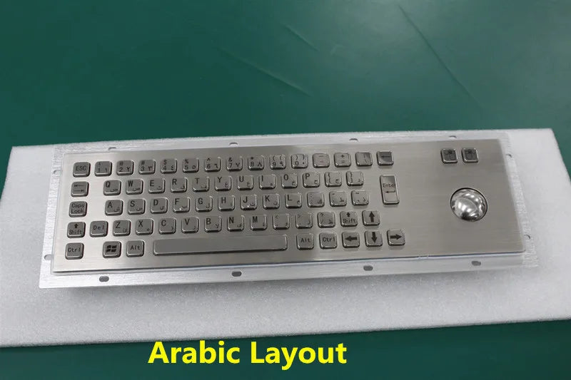 67 Keys IP65 Waterproof Stainless Steel Rear Panel Mount Kiosk Rugged Keyboards Industrial Metal Keyboard With Trackball