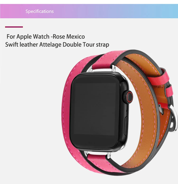 Band for Apple Watch Ultra 49mm 45mm 42mm 44mm 41mm 38mm 40mm Double Tour Leather Strap Iwatch Series 9 8 7 6 Se 5 4 3 2 Correa