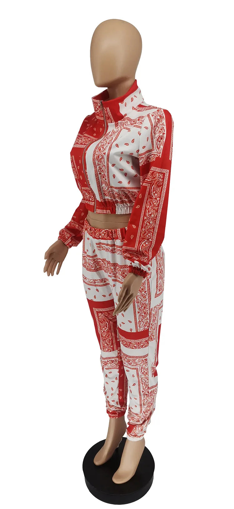 Paisley Bandana Print Two 2 Piece Set Women Fitness Sweatsuit Zipper Up Sweatshirt + Jogger Pants Set Tracksuit Vintage Outfits