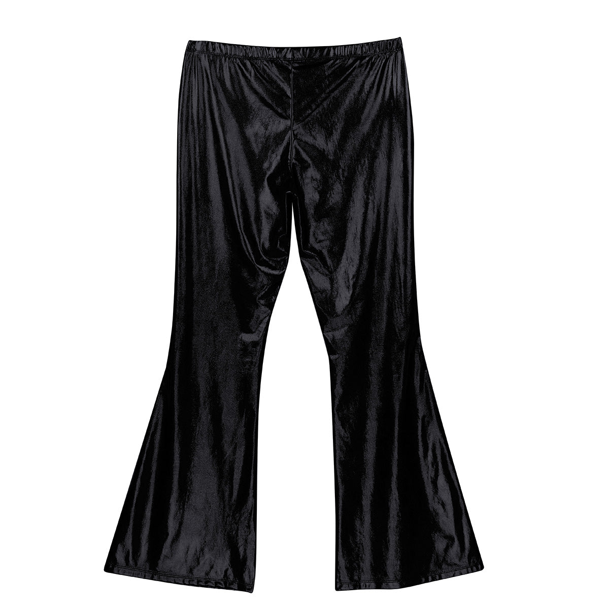 Men Metallic Shiny Flared Pants Retro Disco Costume Elastic Waistband Bell Bottom Trousers Long Pants 70s Party Show Clubwear