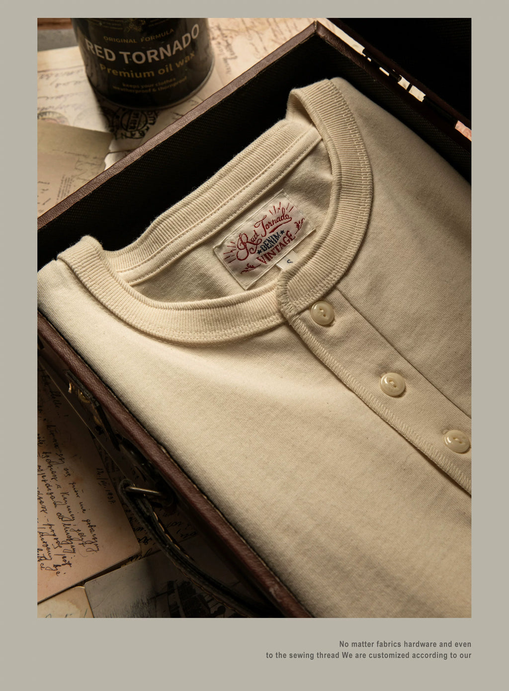 T1-0007 Red Tornado Asian Size Super Good Quality Mans 260GSM Heavy Thick Casual Henley Tee Cotton 7 Colors