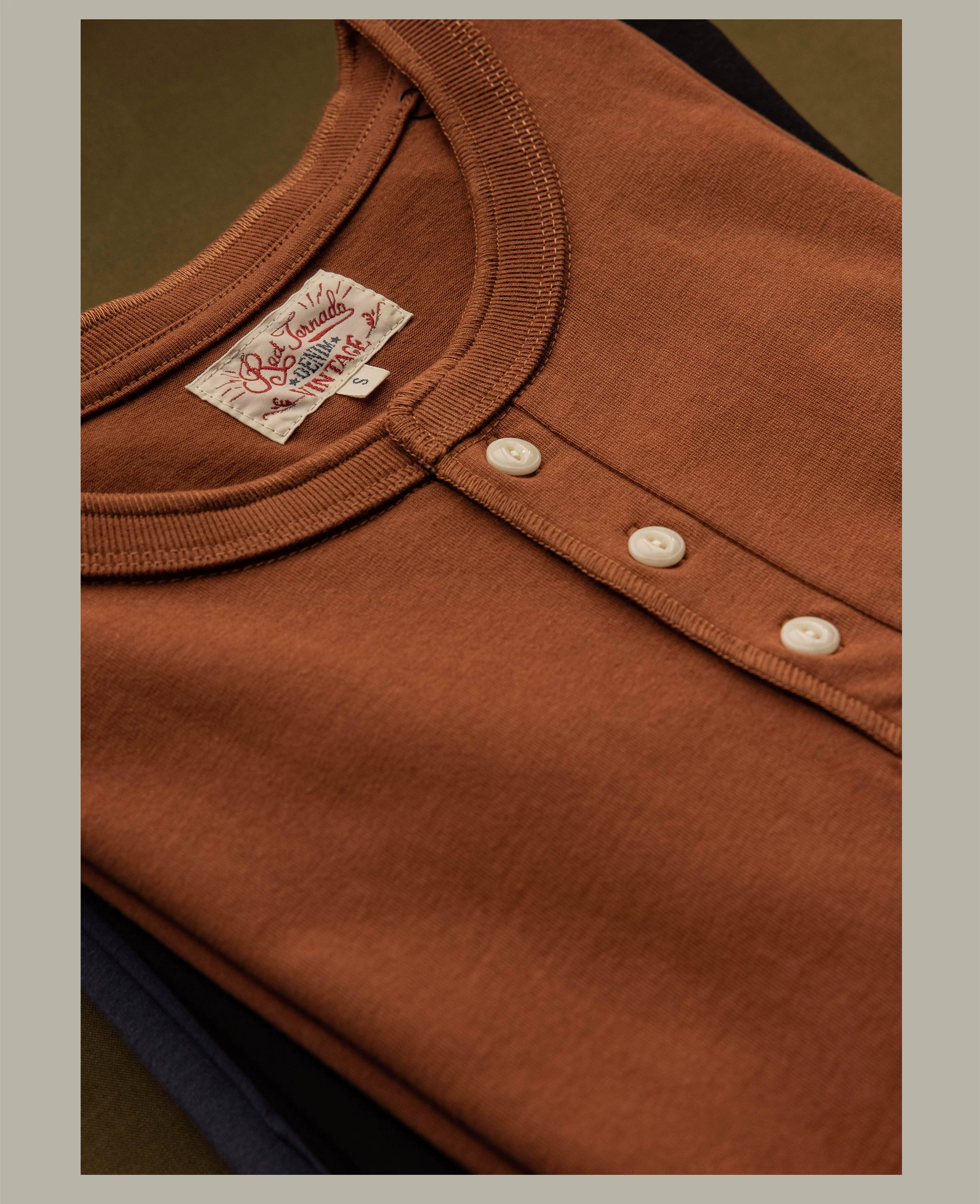 T1-0007 Red Tornado Asian Size Super Good Quality Mans 260GSM Heavy Thick Casual Henley Tee Cotton 7 Colors