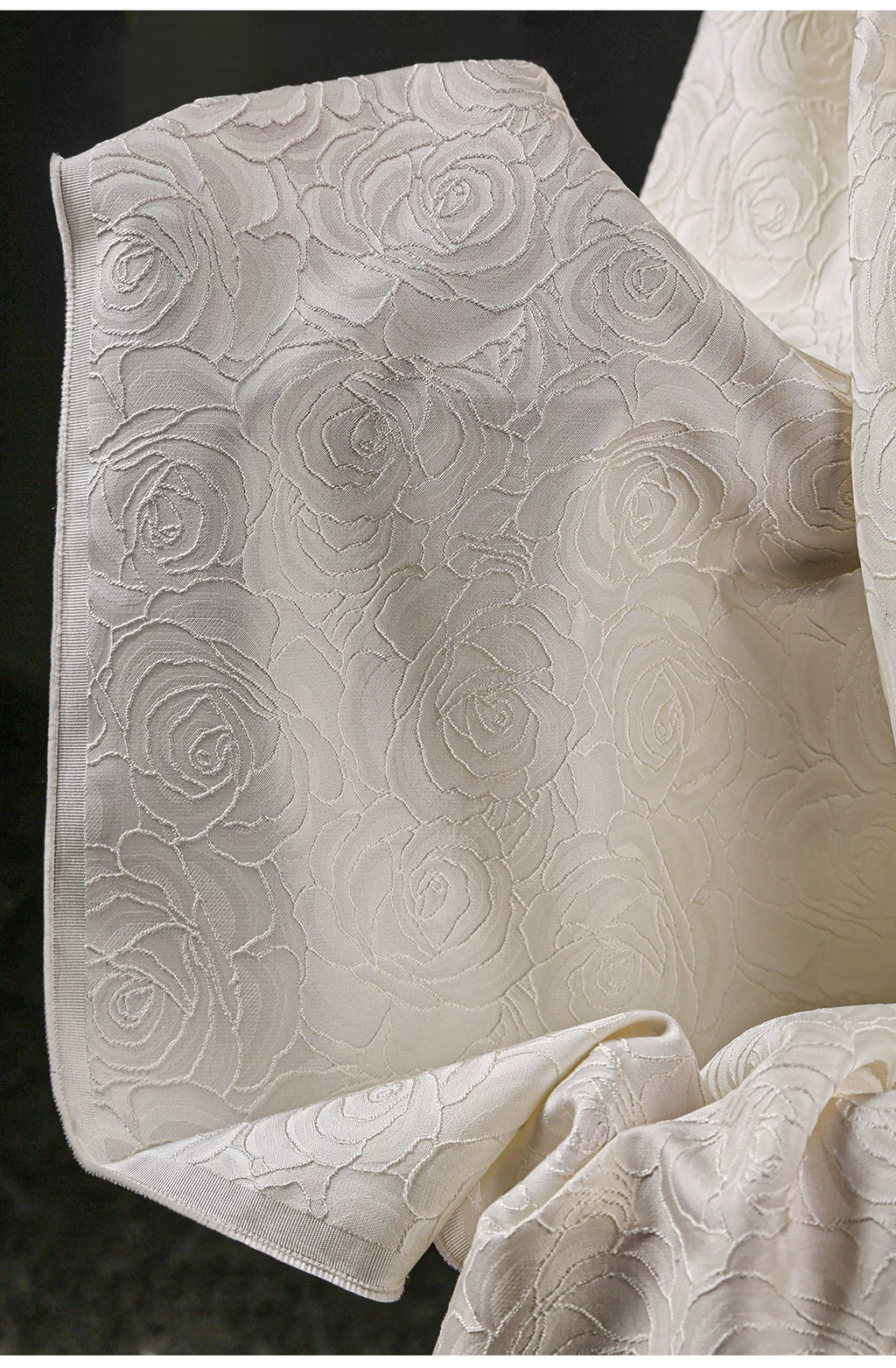 Jacquard Fabric White Large Rose Texture Windbreaker Dress Designer Cloth Diy Apaprel Sewing Meters Rayon Polyester Material