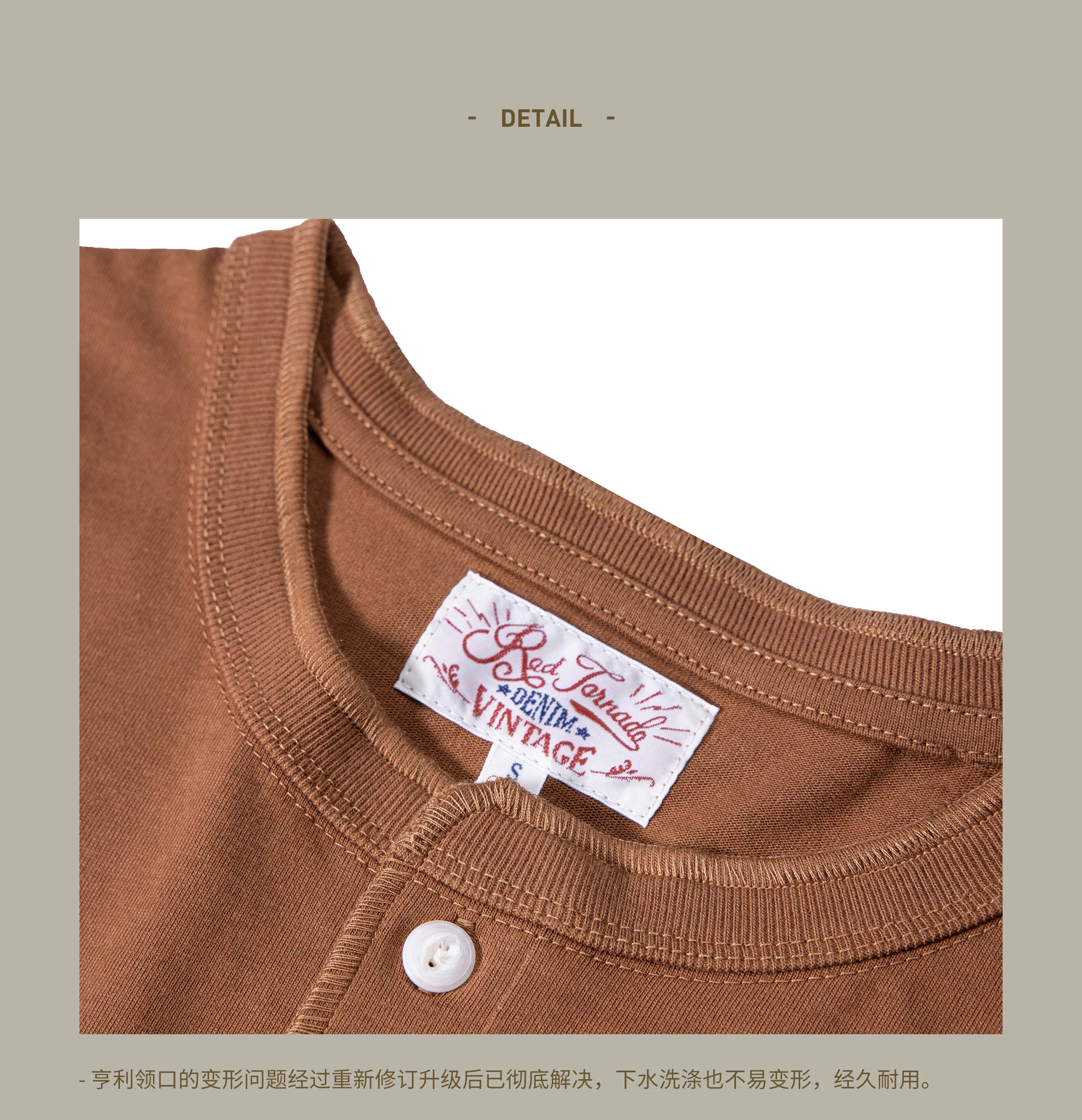 T1-0007 Red Tornado Asian Size Super Good Quality Mans 260GSM Heavy Thick Casual Henley Tee Cotton 7 Colors