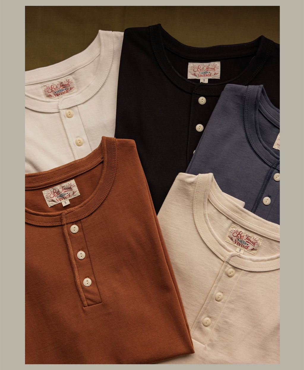 T1-0007 Red Tornado Asian Size Super Good Quality Mans 260GSM Heavy Thick Casual Henley Tee Cotton 7 Colors