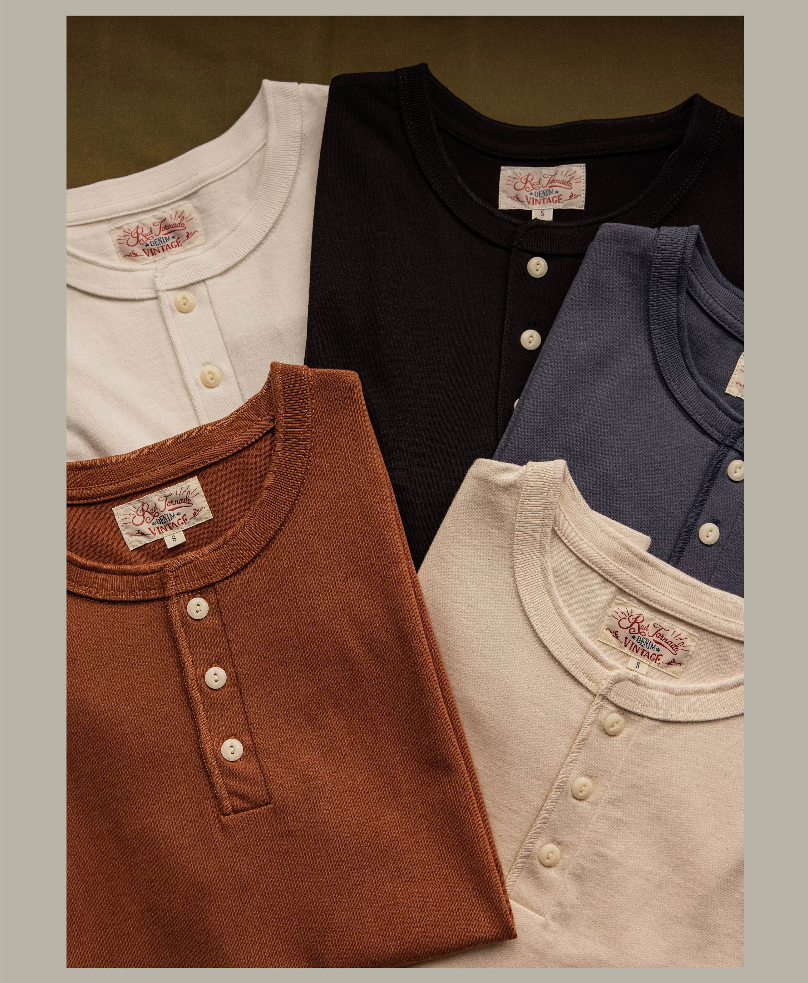 T1-0007 Red Tornado Asian Size Super Good Quality Mans 260GSM Heavy Thick Casual Henley Tee Cotton 7 Colors