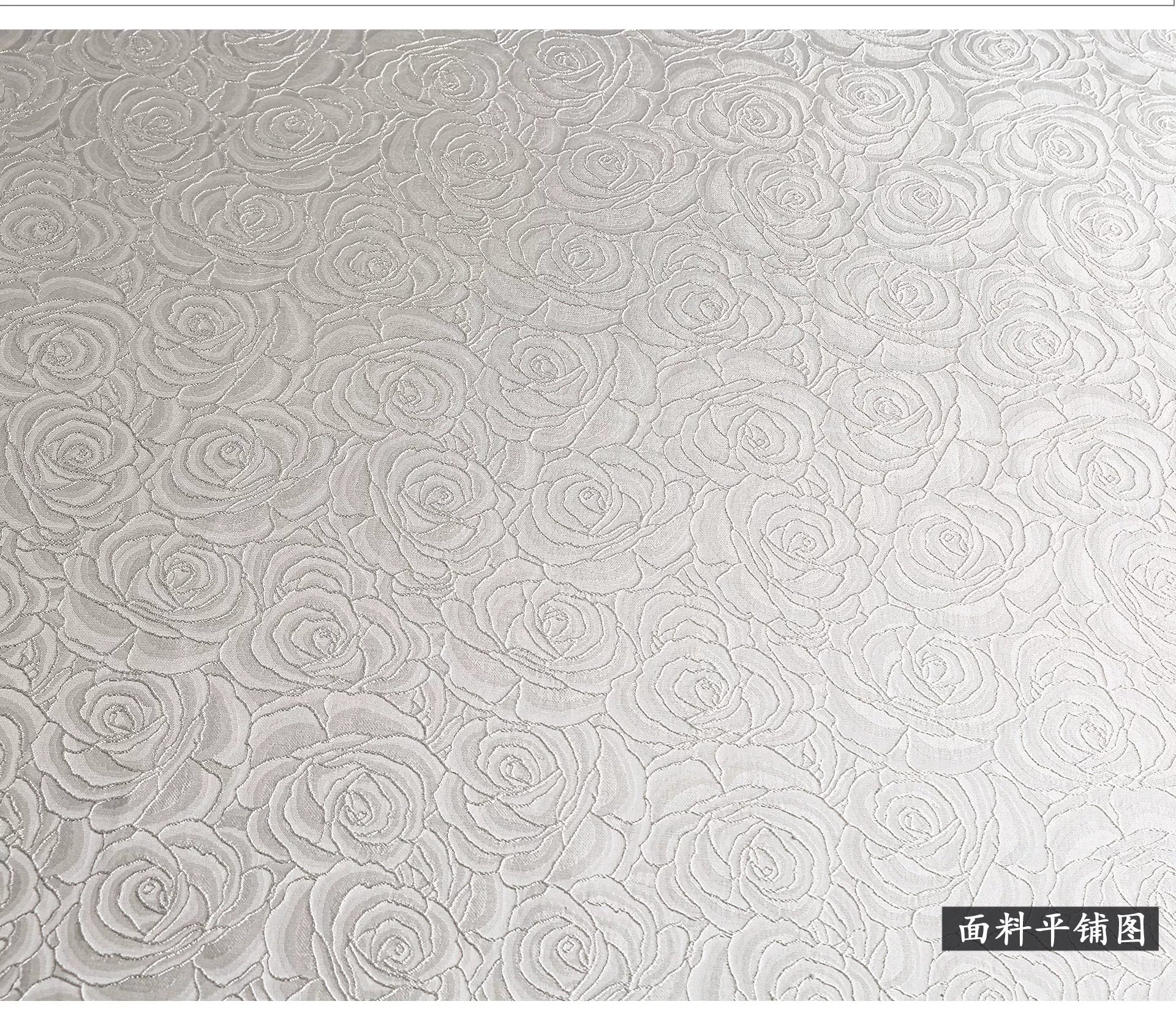 Jacquard Fabric White Large Rose Texture Windbreaker Dress Designer Cloth Diy Apaprel Sewing Meters Rayon Polyester Material