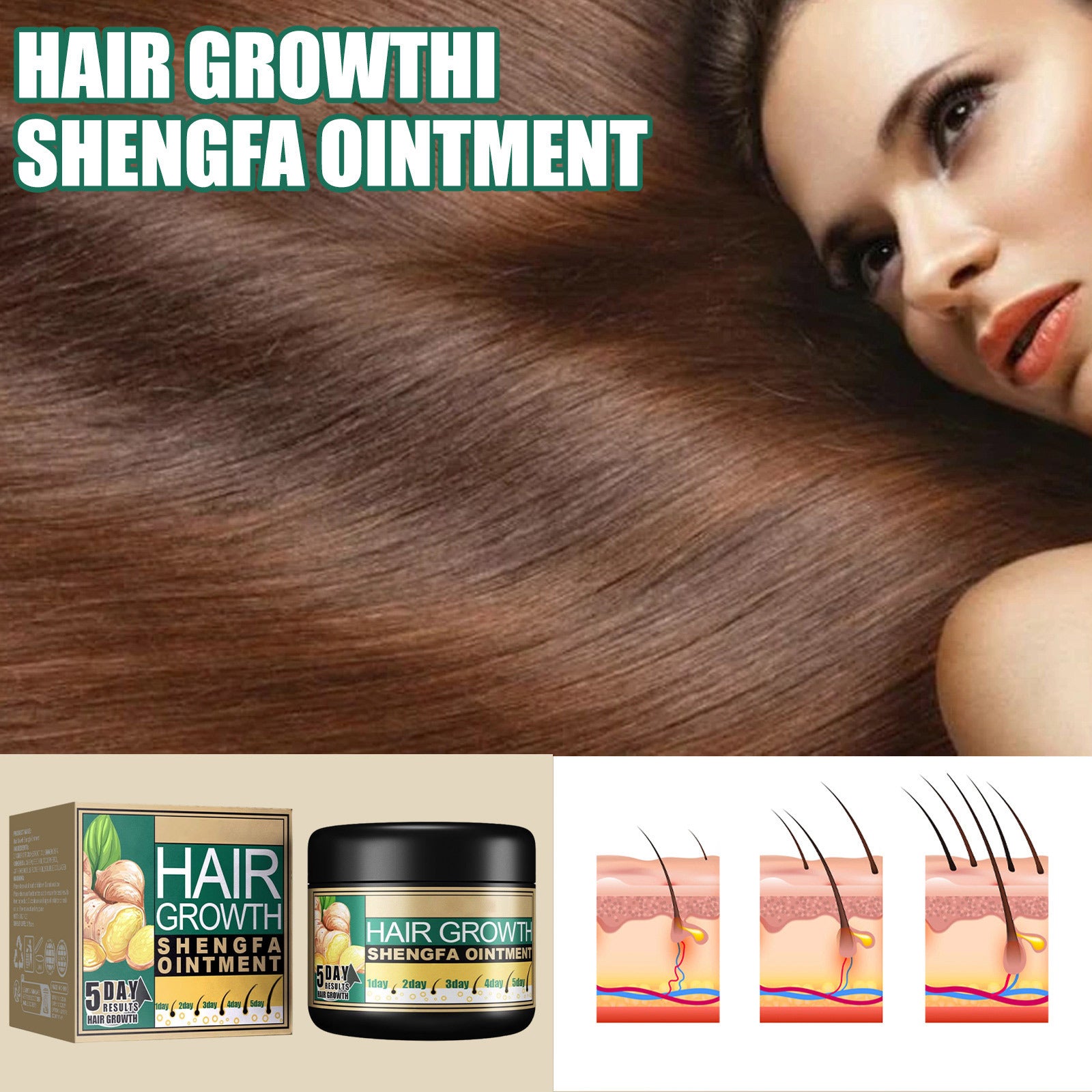 Ginger Hair Care Cream Hair Growth Relieve Hair Loss Baldness Scalp Massage Stimulate Follicle Dense Strengthener Smoothing Care