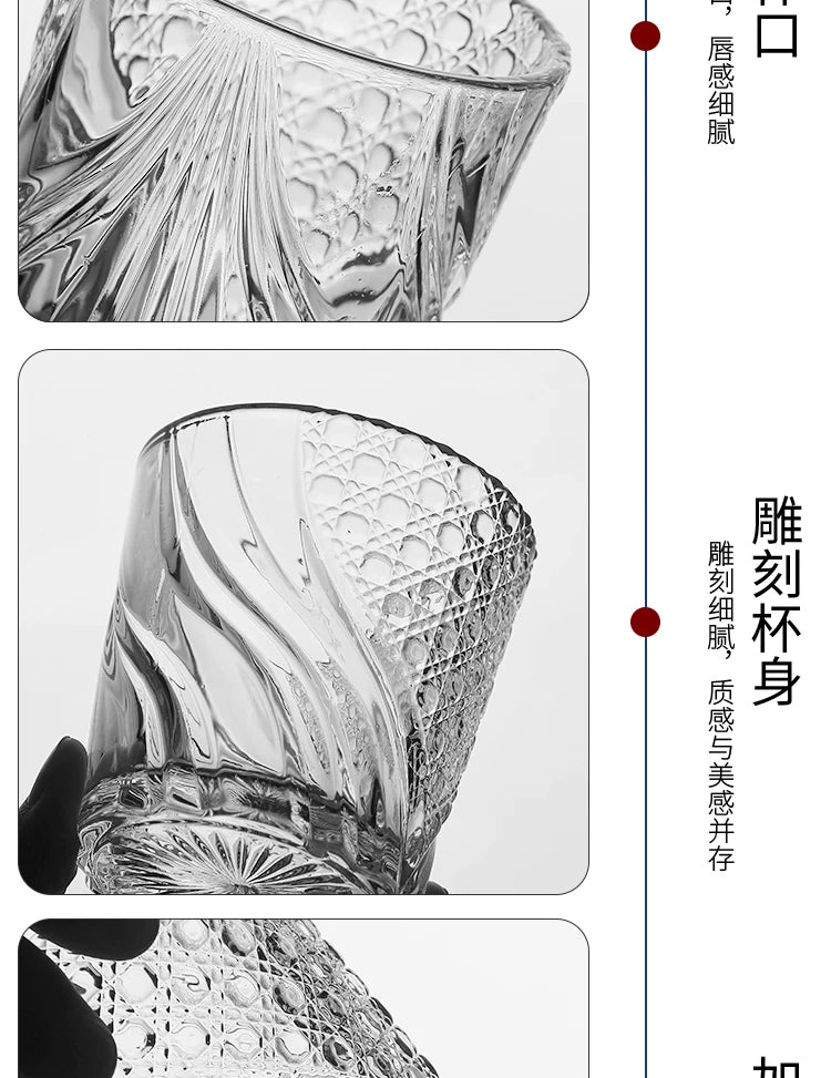 Japanese Handmade Relief Crystal Glass, High Beauty, Foreign Wine Glass, Whiskey Strong Wine Glass, Water Glass