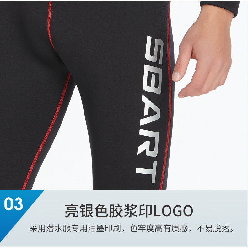 3mm Neoprene Wetsuit Men Hooded Warm One-piece Long Sleeve Diving Suit Cold Proof Sunscreen Surfing Swimming Snorkeling Swimsuit