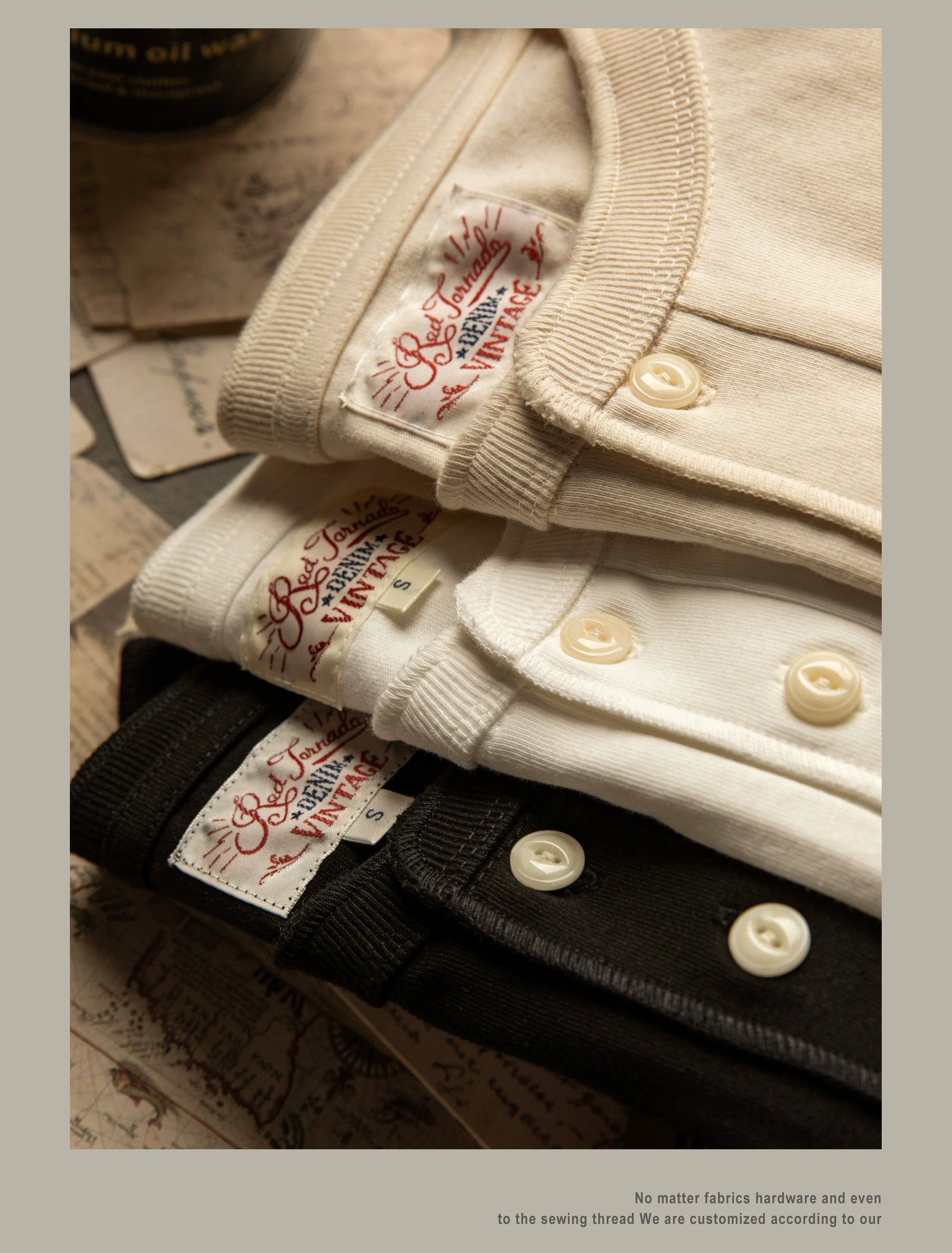 T1-0007 Red Tornado Asian Size Super Good Quality Mans 260GSM Heavy Thick Casual Henley Tee Cotton 7 Colors