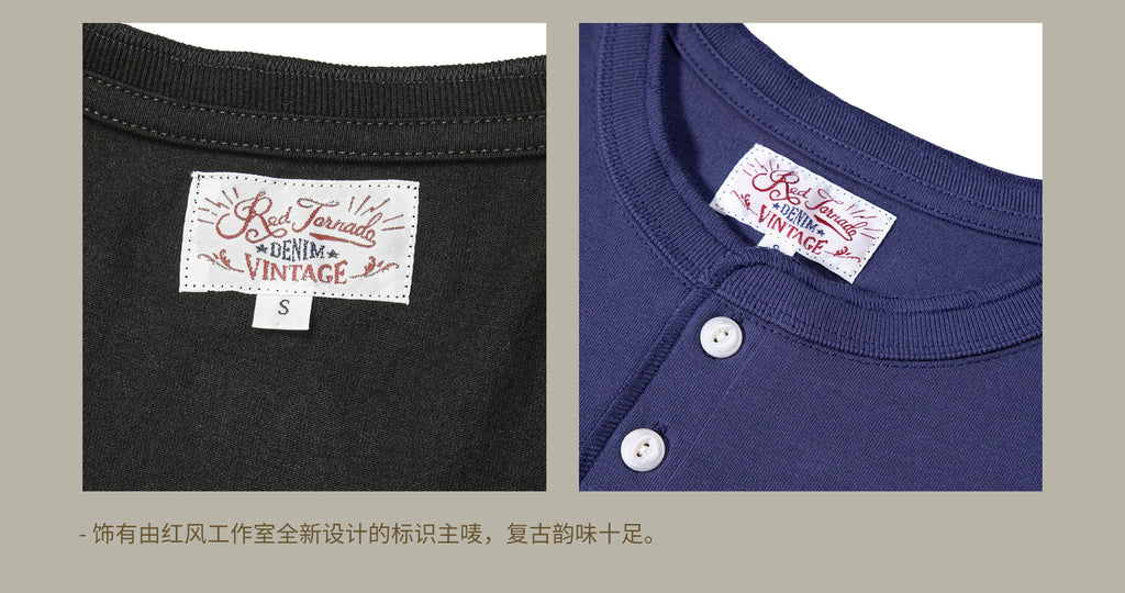 T1-0007 Red Tornado Asian Size Super Good Quality Mans 260GSM Heavy Thick Casual Henley Tee Cotton 7 Colors