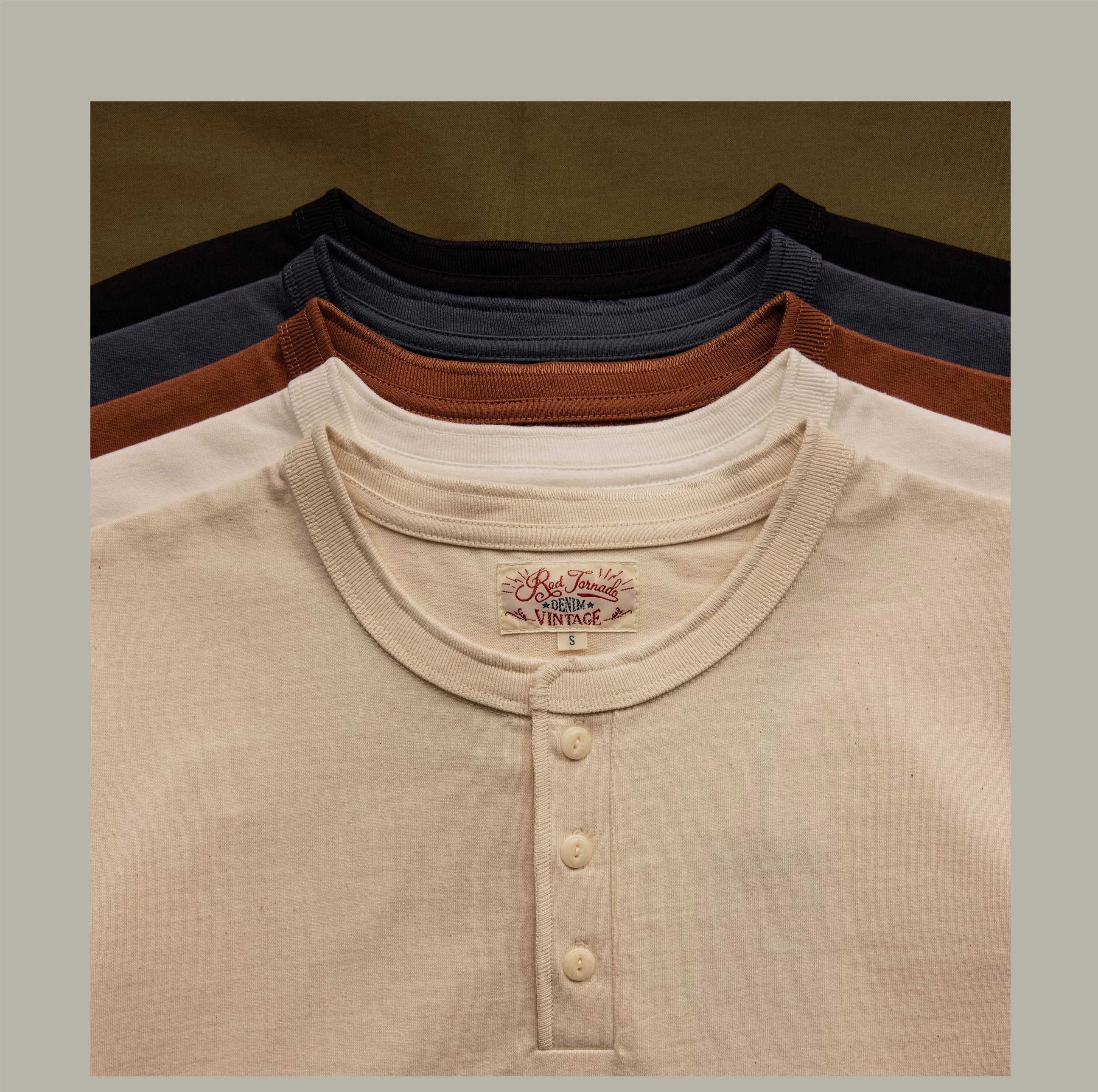 T1-0007 Red Tornado Asian Size Super Good Quality Mans 260GSM Heavy Thick Casual Henley Tee Cotton 7 Colors