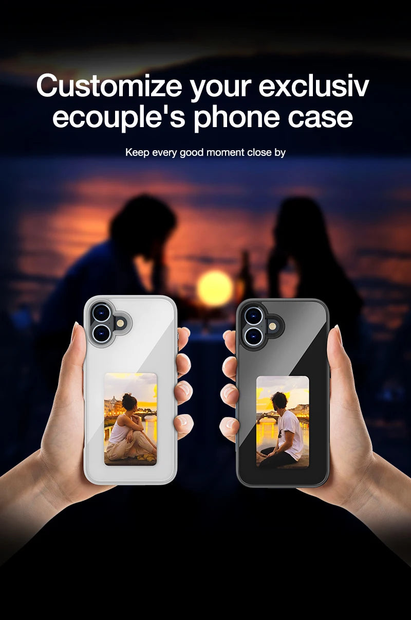 DIY Smart Eink Phone Case for iPhone 16 15 14 13 12 11 Pro Max NFC Ink Screen Phone Full Coverage Comprehensive Protection