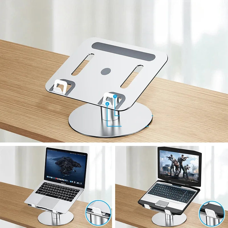 Oatsbasf Metal Laptop Stand Holder Height Adjustable Portable Laptop Table Stand 360° Rotation Desk Reading Holder for 12-17"
