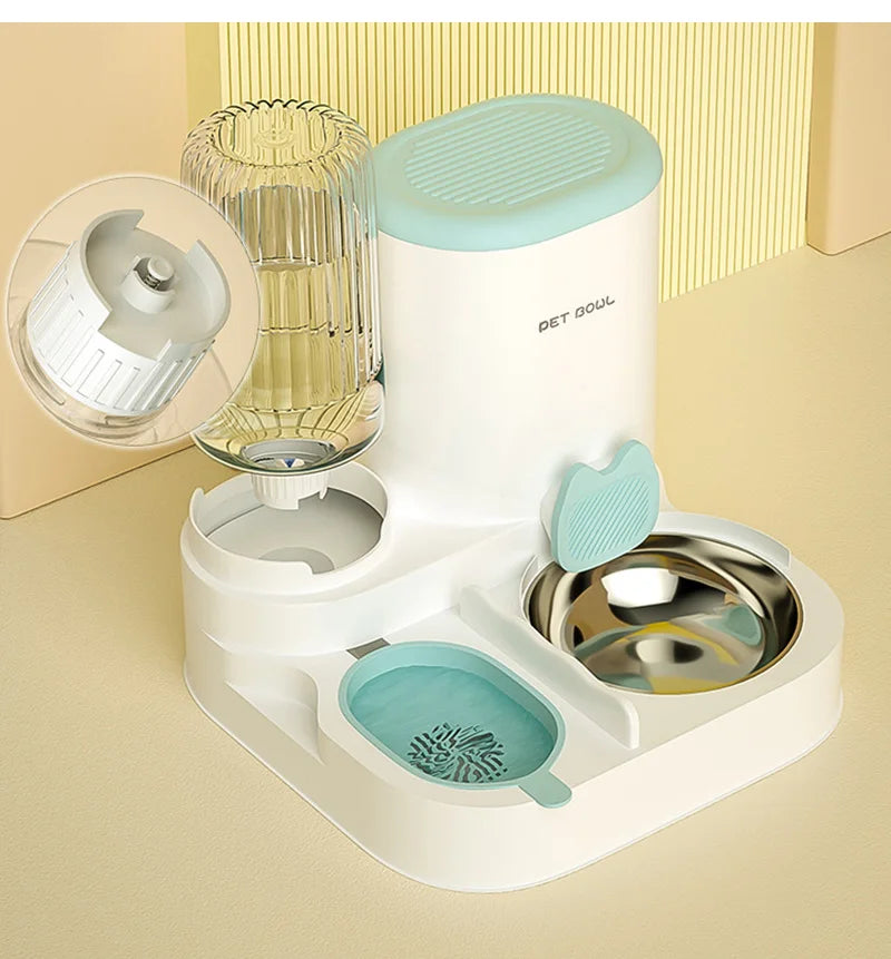 Automatic Cat Feeder Large Capacity Cat Food Bowl With Water Fountain Small Dogs Cats Dispenser Container Food Storage