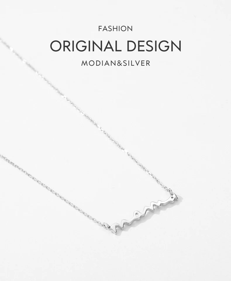 MODIAN Classic Design 925 Sterling Silver Letter Mama Pendant Necklace For Women Mom Mama Mother's Day birthday Christmas Gift