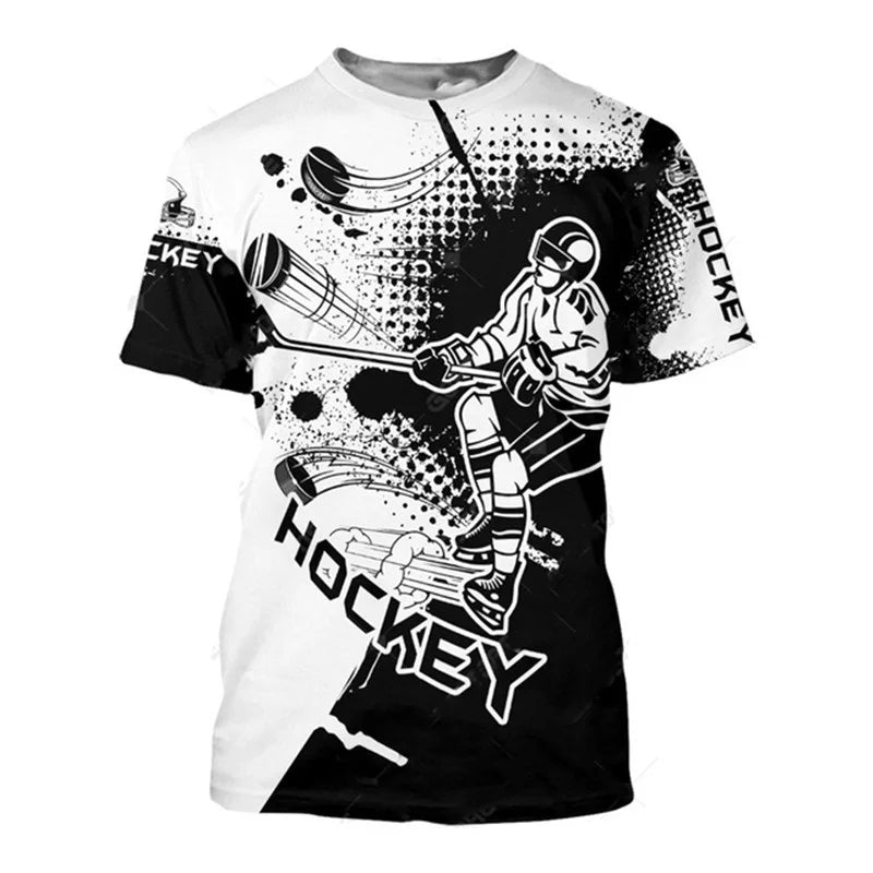 Summer New 3D Sports Hockey Printing T Shirt Hockey Fitness Lovers Graphic T-shirts For Men Gym Short Sleeves Fashion Tee Shirts