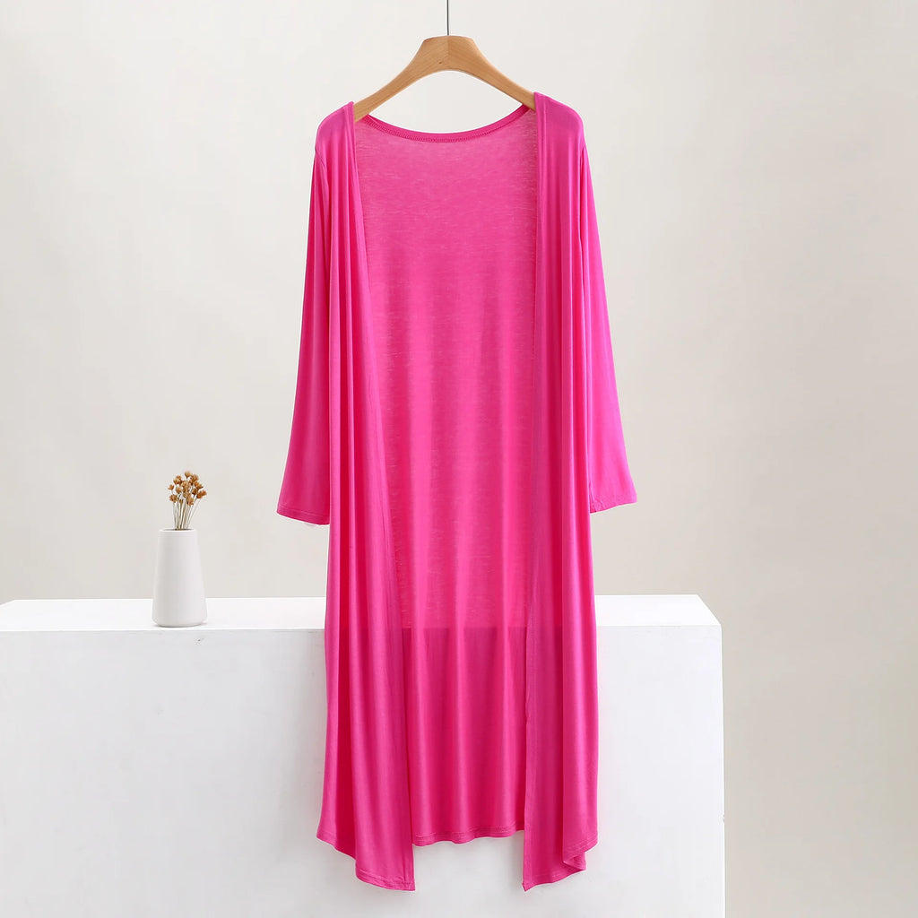Women's Clothing Autumn Summer Cardigan Extended Modal Shawl Sunscreen Coat Air Conditioning Shirt Long Sleeve Thin Coat Sweater