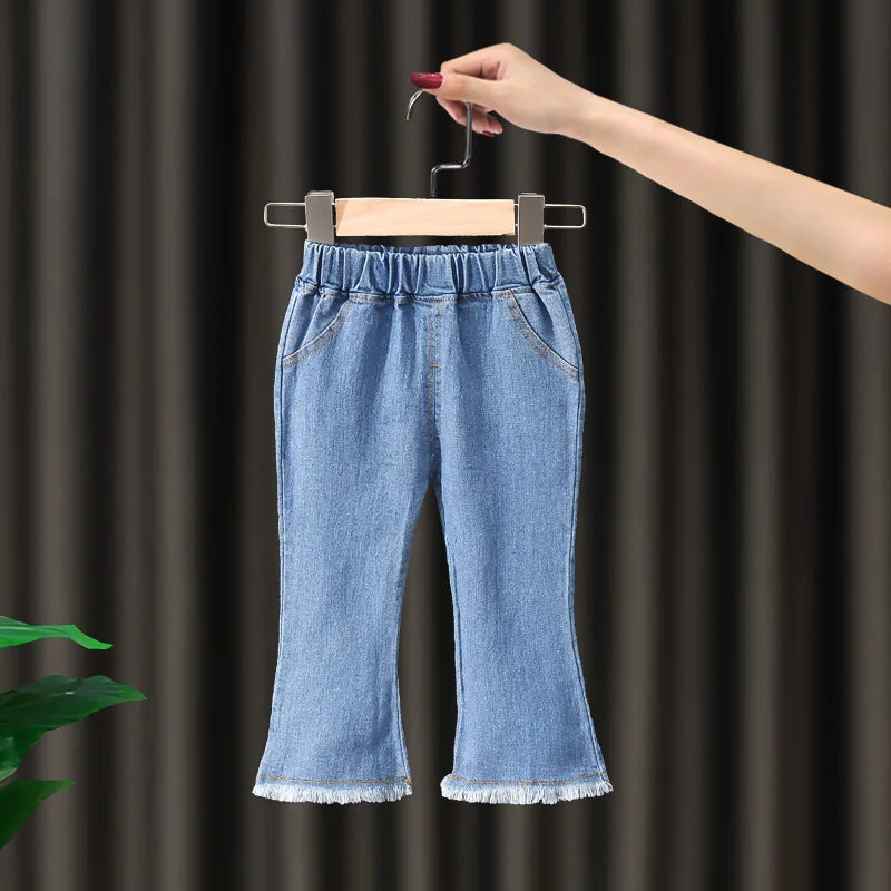 Kids Girls' Pants New Children's Denim Flared Pants Baby Casual Fashionable Stylish Stretch Denim Trousers