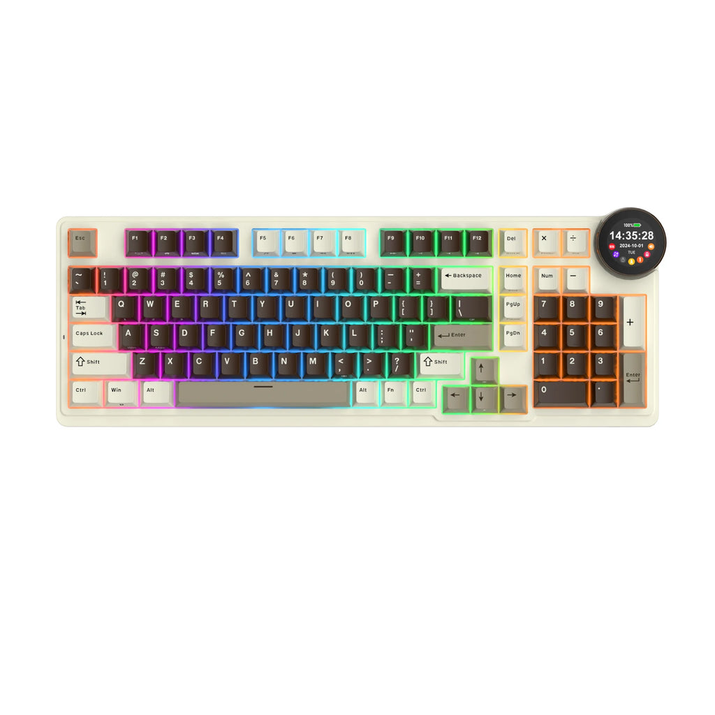 ROYAL KLUDGE RK N99 Wireless Mechanical Keyboard 98 Keys PBT Keycaps Gasket RGB Tri-mode Bluetooth Gamer Keyboard Display Screen