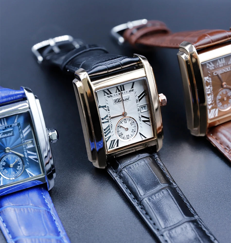 Fashion Business Watches For Men Calendar Display Quartz Watches Waterproof Leather Band Men's Wristwatch